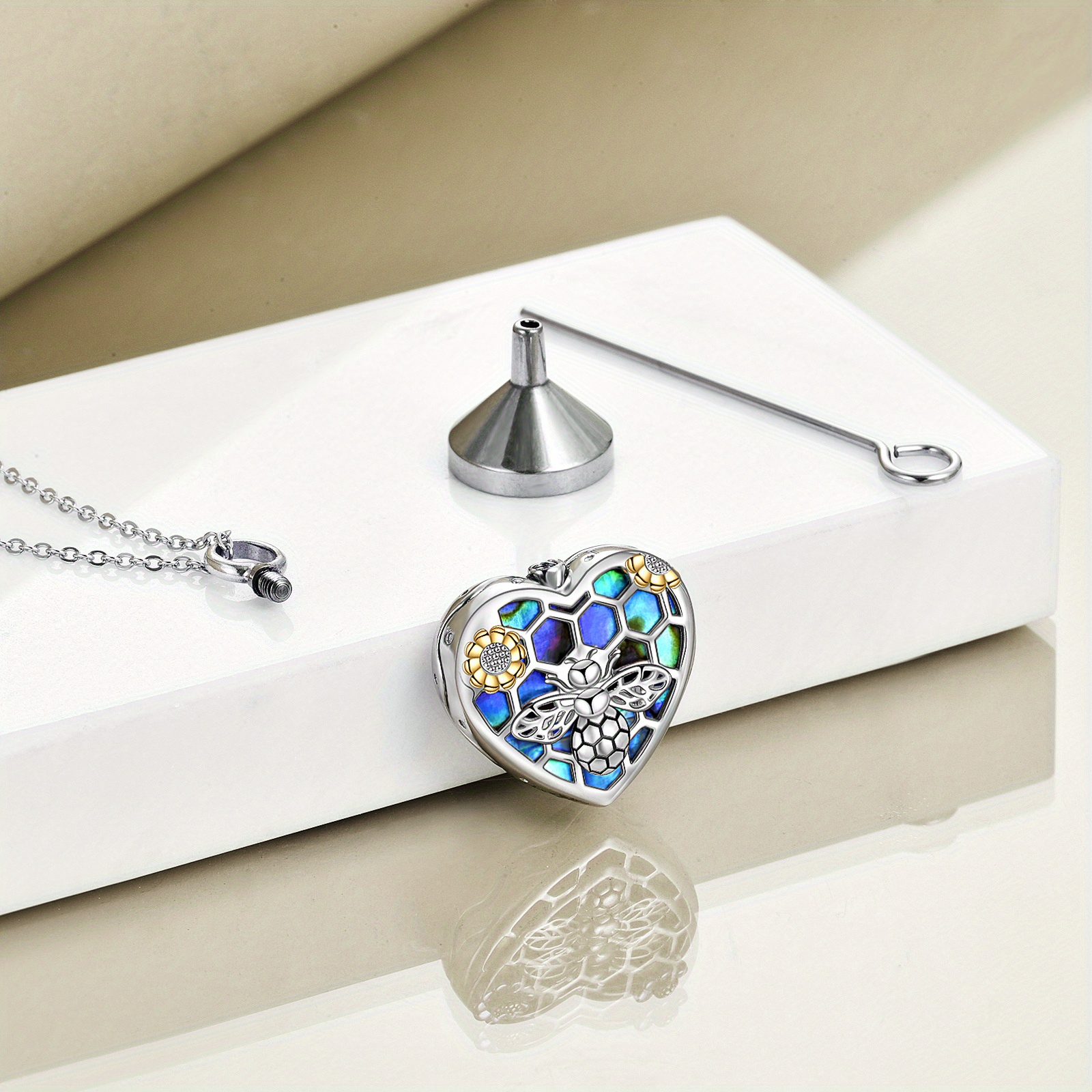Women's Bee Urn Necklace for Ashes, Memorial Gift for Mum